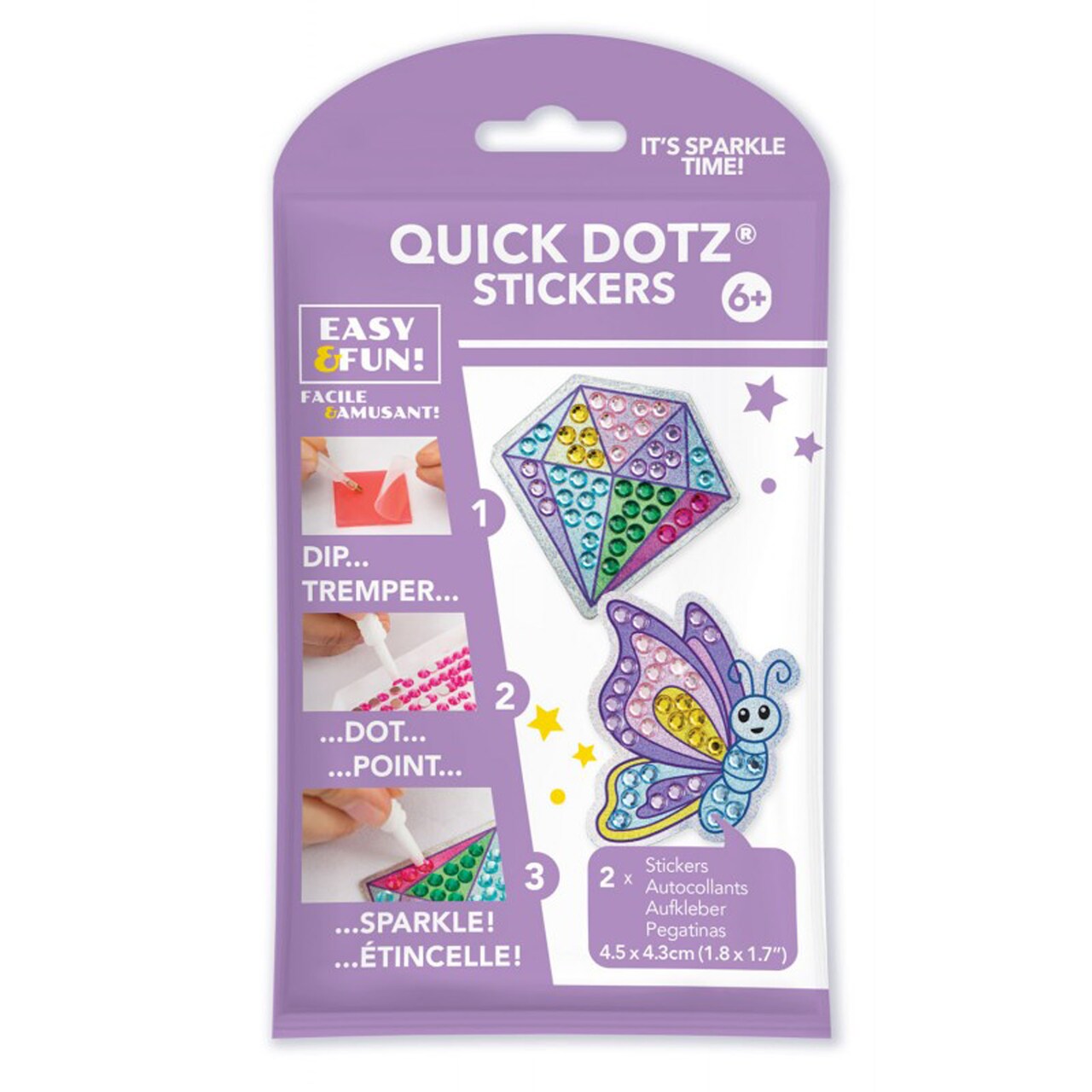 Diamond Dotz Kits - Quick Dotz - Big Dotz Stickers, Pack 4, Butterfly Sparkle, Big Gem Diamond Painting Kits For Kids, Diamond Art For Kids Ages 6-8, Arts And Crafts For Kids 4-6, Gem Art